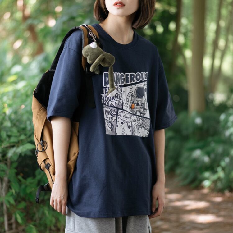 Graffiti Print Box Silhouette T-Shirt ‐4col‐ A0497
