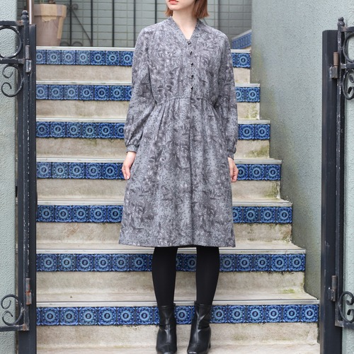 RETRO VINTAGE LEAF PATTERNED WOOL ONE PIECE/レトロ古着葉っぱ柄ウールワンピース