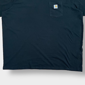 【Carhartt】3XL ビッグシルエット ワンポイント ポケットTシャツ ポケT カーハート FORCE ラグラン ブラック半袖 夏物 US古着