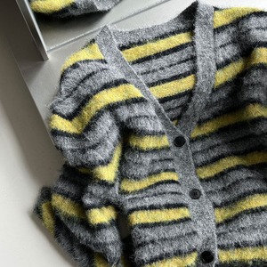 border over knit cardigan J00080