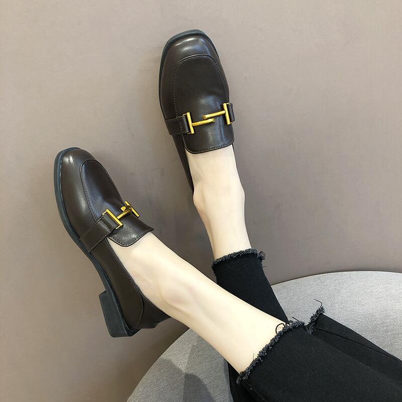 同じ英国スタイルの小さな革の靴の女性2019秋の新しいレトロなカジュアルローファー厚いヒールファッション靴とネットレッド 部族の婦人靴1949392