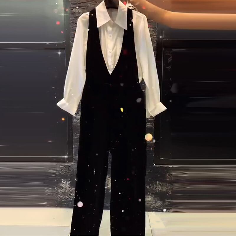 スタイルシャツ ジャンプスーツ オールインワン 薄手 ミックスインファッション73023193000