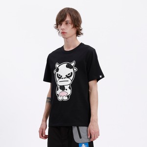 SALE 送料無料【HIPANDA ハイパンダ】メンズ 牛プリント Tシャツ MEN'S Year of the Ox PRINT SHORT SLEEVED T-SHIRT / WHITE・BLACK