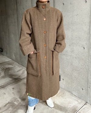 70s French vintage melton wool coat "custum"