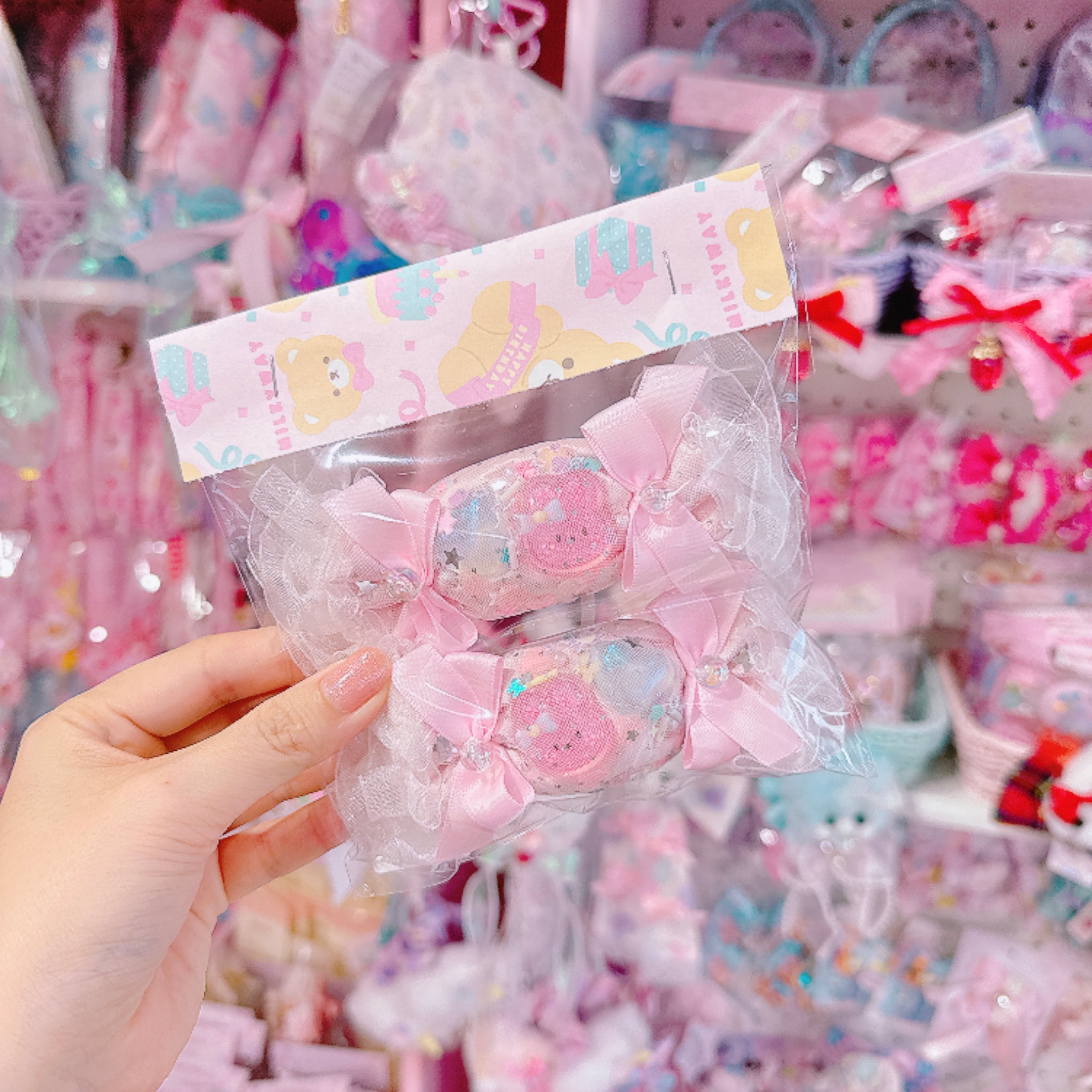 【E3】106-24 Big Candyリボンツインヘアゴム