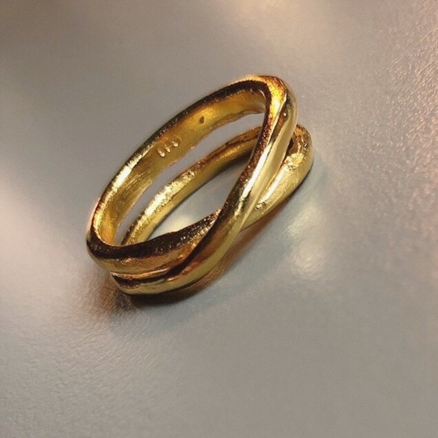 silver925 matte eda' gold ring