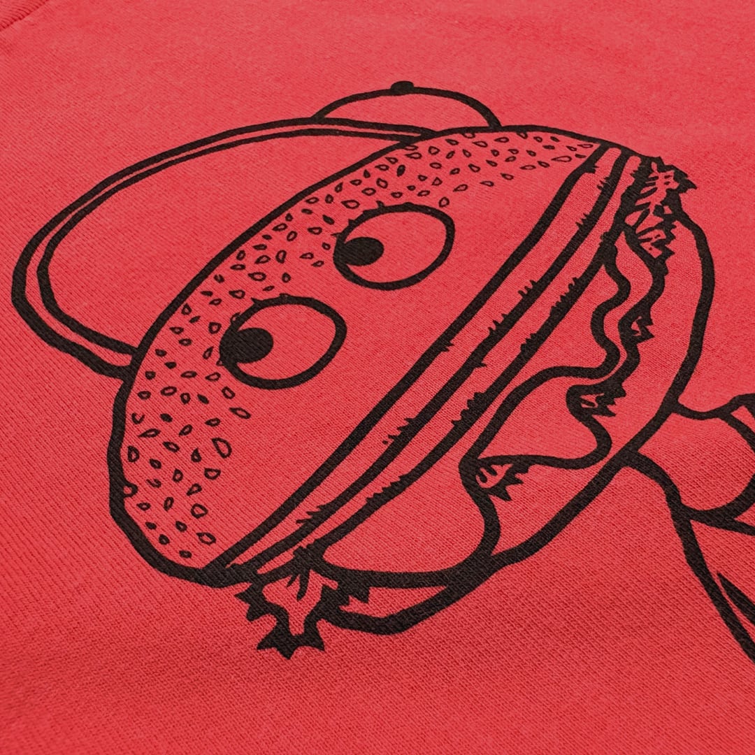 DG160 】DOGMATIC HAMBURGER T-SHIRT (FADE WASH BODY) red | DOGMATIC