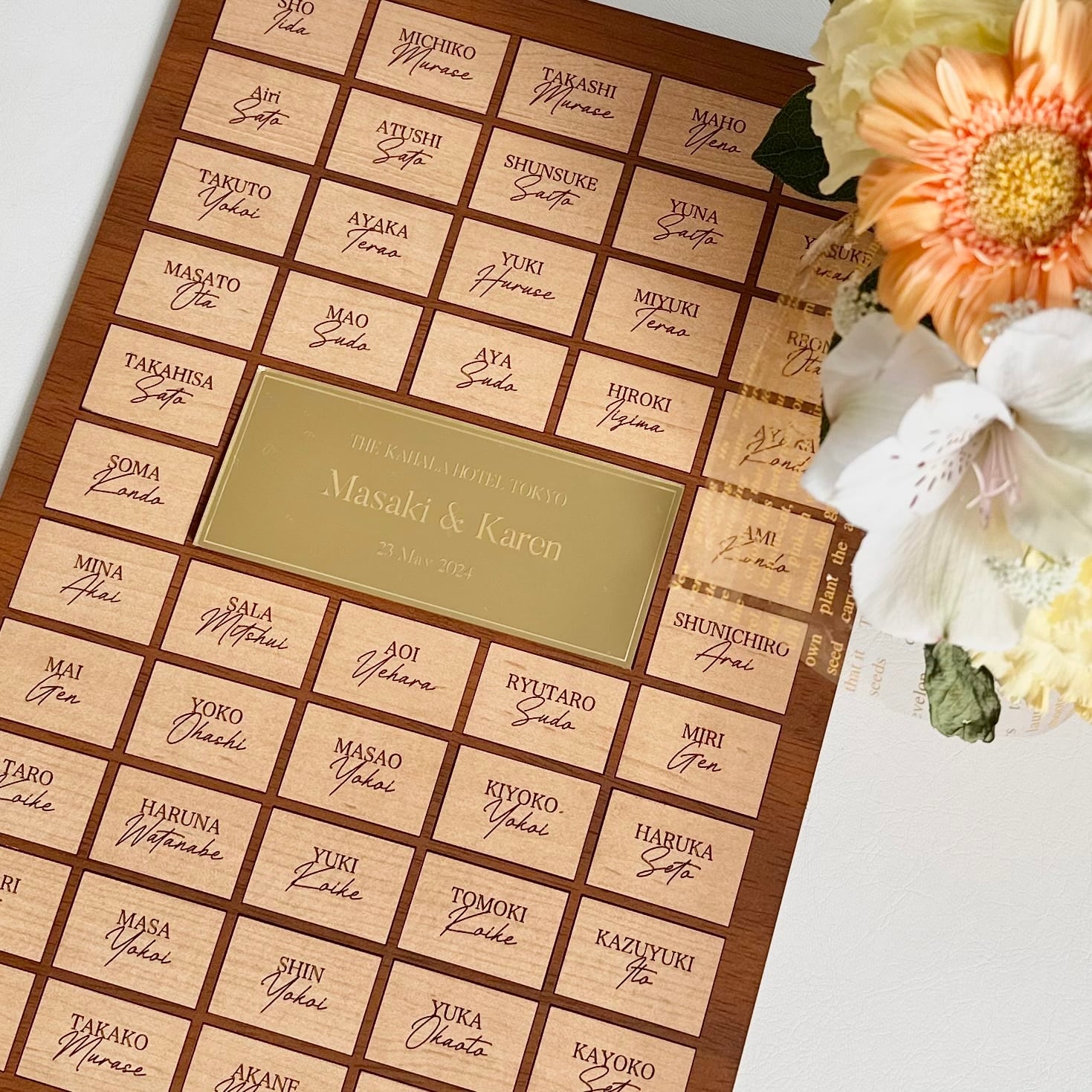 木の結婚証明書　ゴールドプレート ゲスト参加型 結婚証明書【ゴールドネームプレート】／名入れ対応