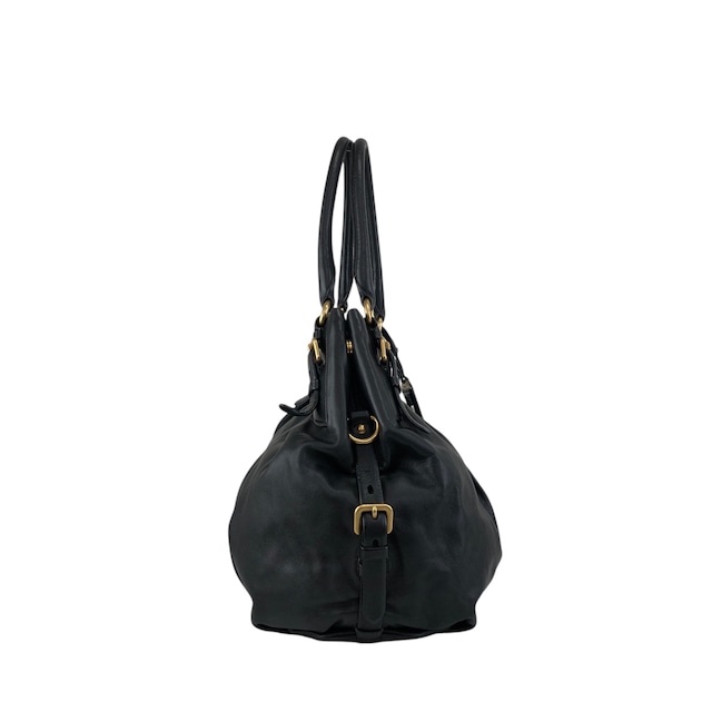 PRADA プラダ ショルダーバッグ ブラック ロゴ レザー ホーボーバッグ vintage ヴィンテージ オールド k2n6cf