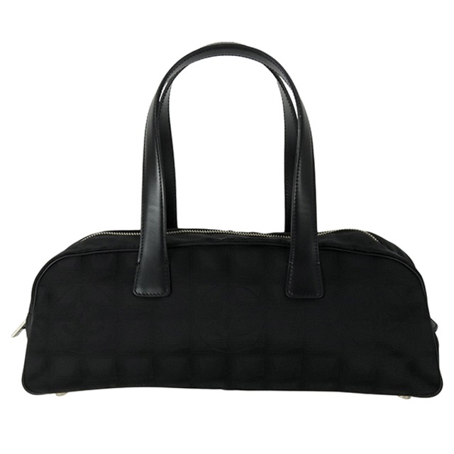 Used CHANEL シャネル ハンドバッグ トートバッグ ニュートラベル ミニボストンバッグ A15828 ナイロンジャガード カーフレザー ブラック 超美品