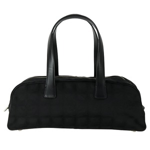 Used CHANEL シャネル ハンドバッグ トートバッグ ニュートラベル ミニボストンバッグ A15828 ナイロンジャガード カーフレザー ブラック 超美品