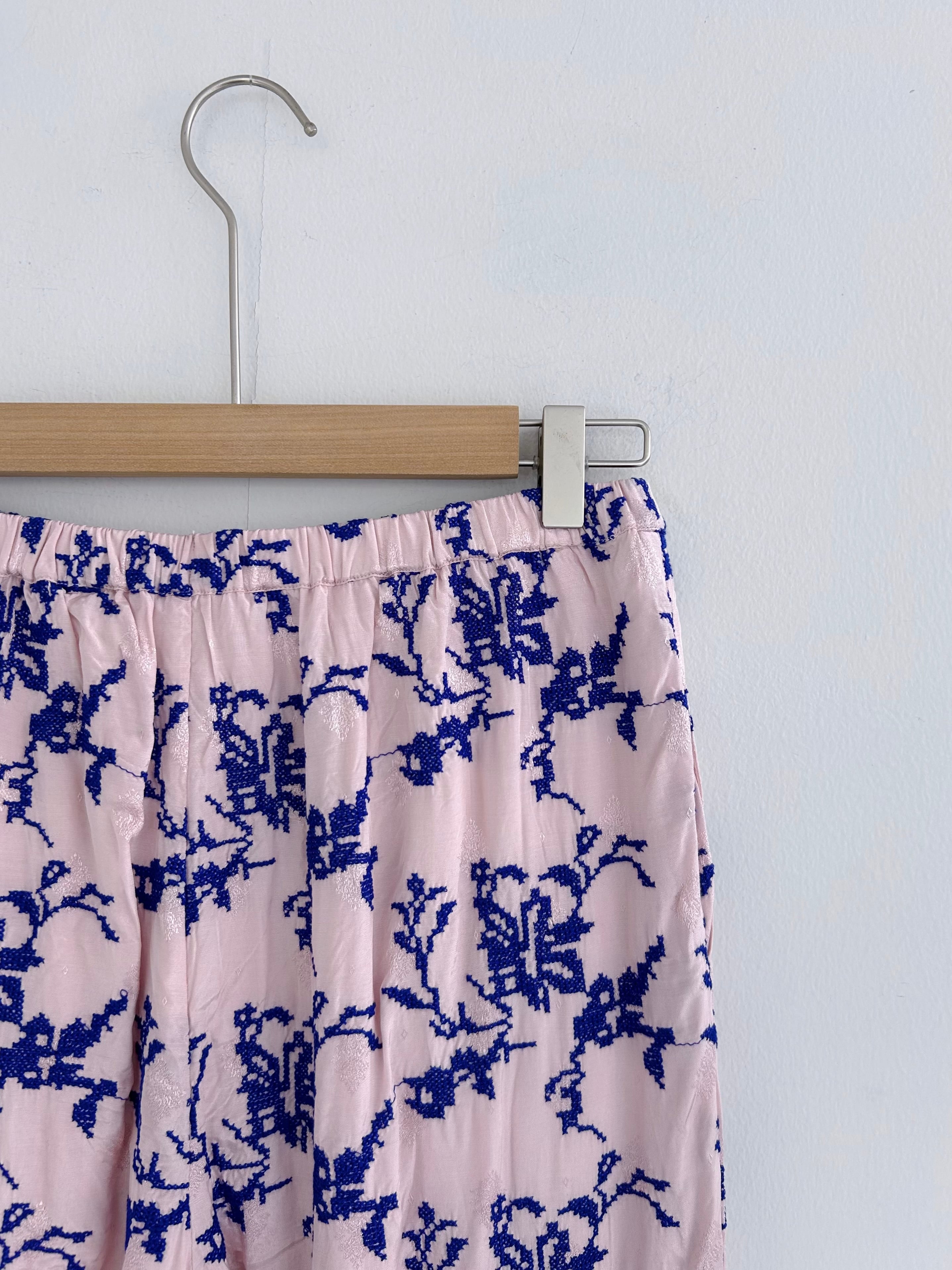 Sara Mallika Rayon Jaquard Flower All Over Embridery Pants | KOKO