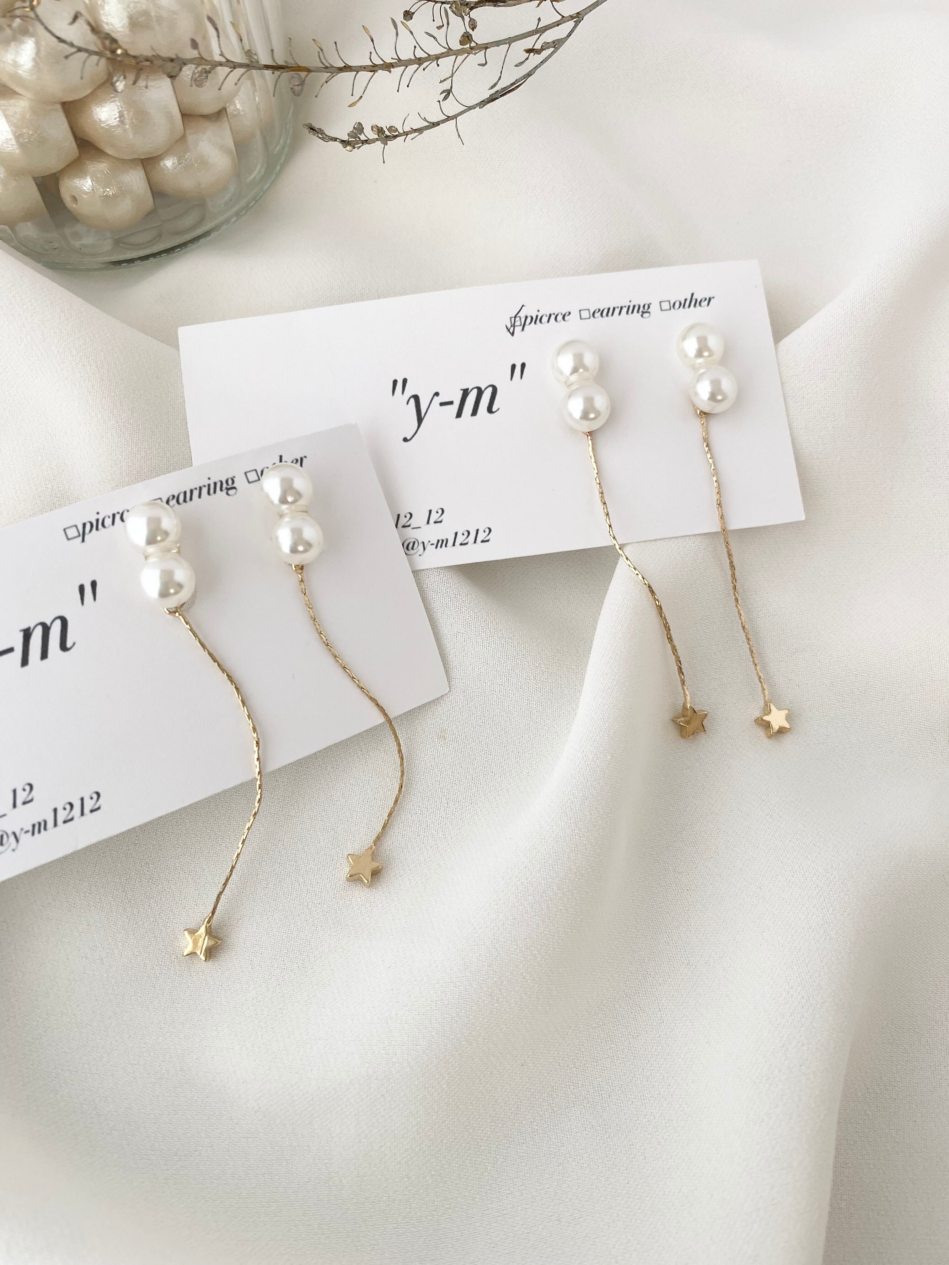 揺れる星…/y-m-上品なハンドメイドピアス | y-m-上品なハンドメイドピアス
