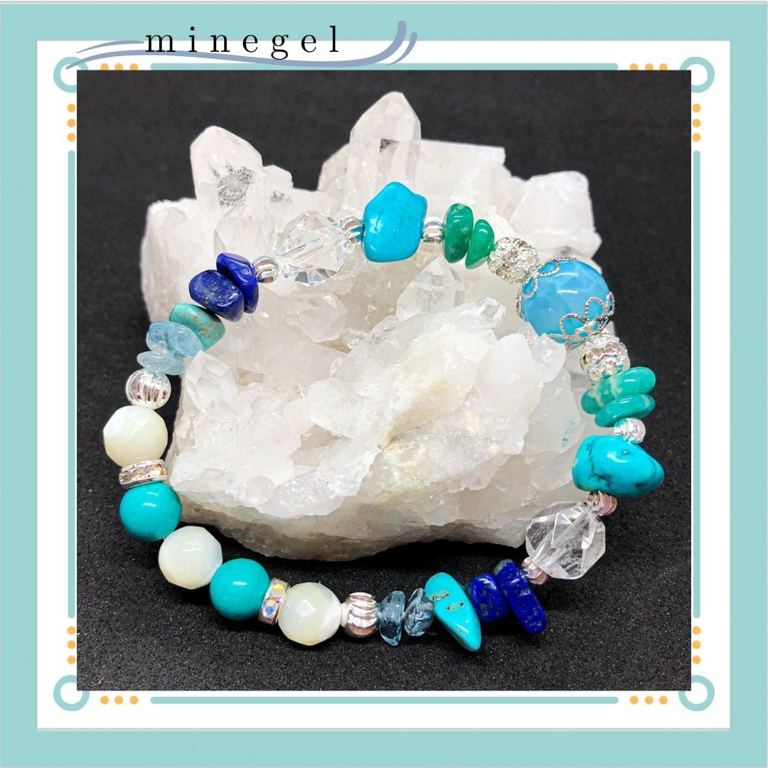 再販♡オーシャン アクアブルー ブレスレット✨️ターコイズ