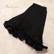 社交ダンス 衣装 ACROSS アクロス スカート レッスンウェア ブラック系 黒 無地 シンプル アシンメトリー 華やか かわいい おしゃれ 上品 大人っぽい ダンス 練習 レッスン ダンス衣装 練習着 社交ダンス衣装 軽やか ふんわり フレア