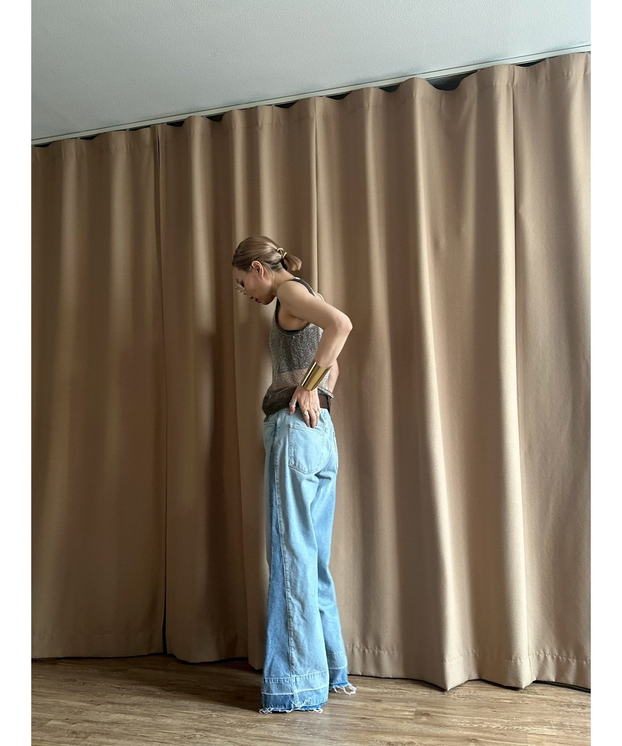 HIROKO KOSHINO layered mesh tops-4662-5