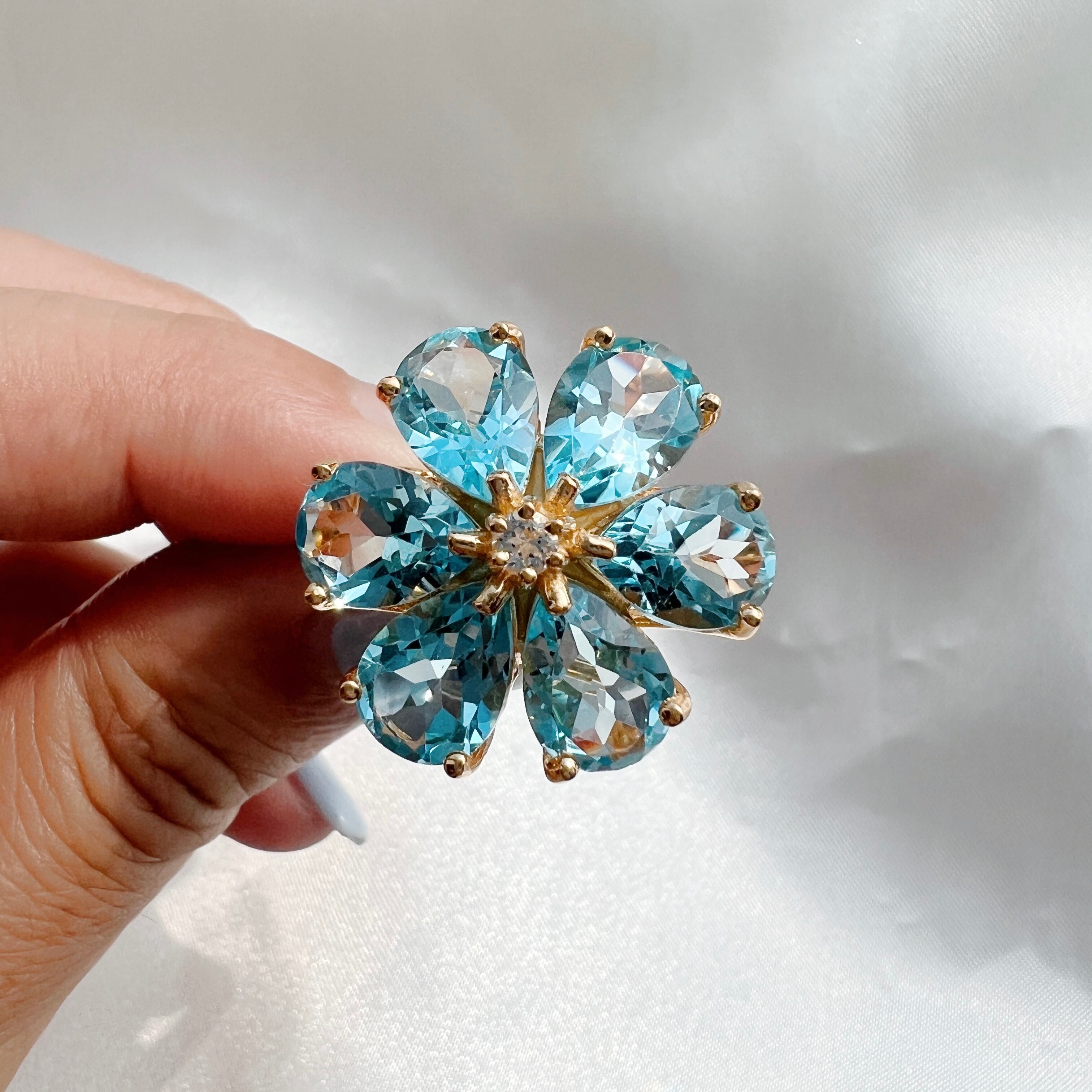 ブルートパーズ Flower Ring | Sally