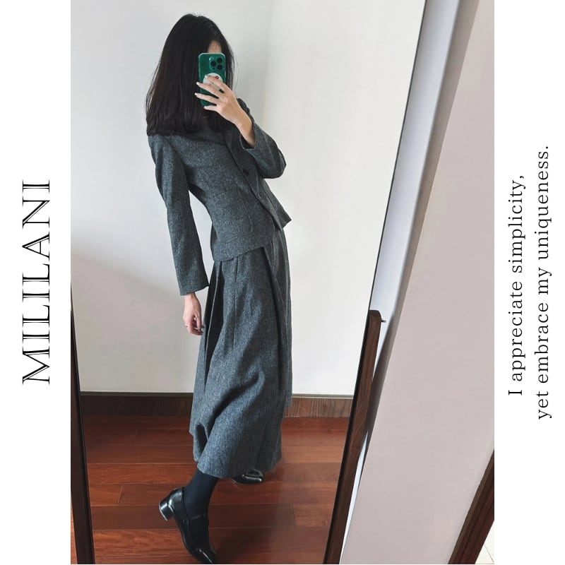 テーラードジャケット ミディ丈スカート セットアップ 204502