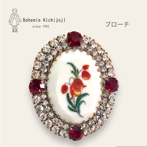 【ヴィンテージアクセサリー】ブローチ (レッドフラワー)