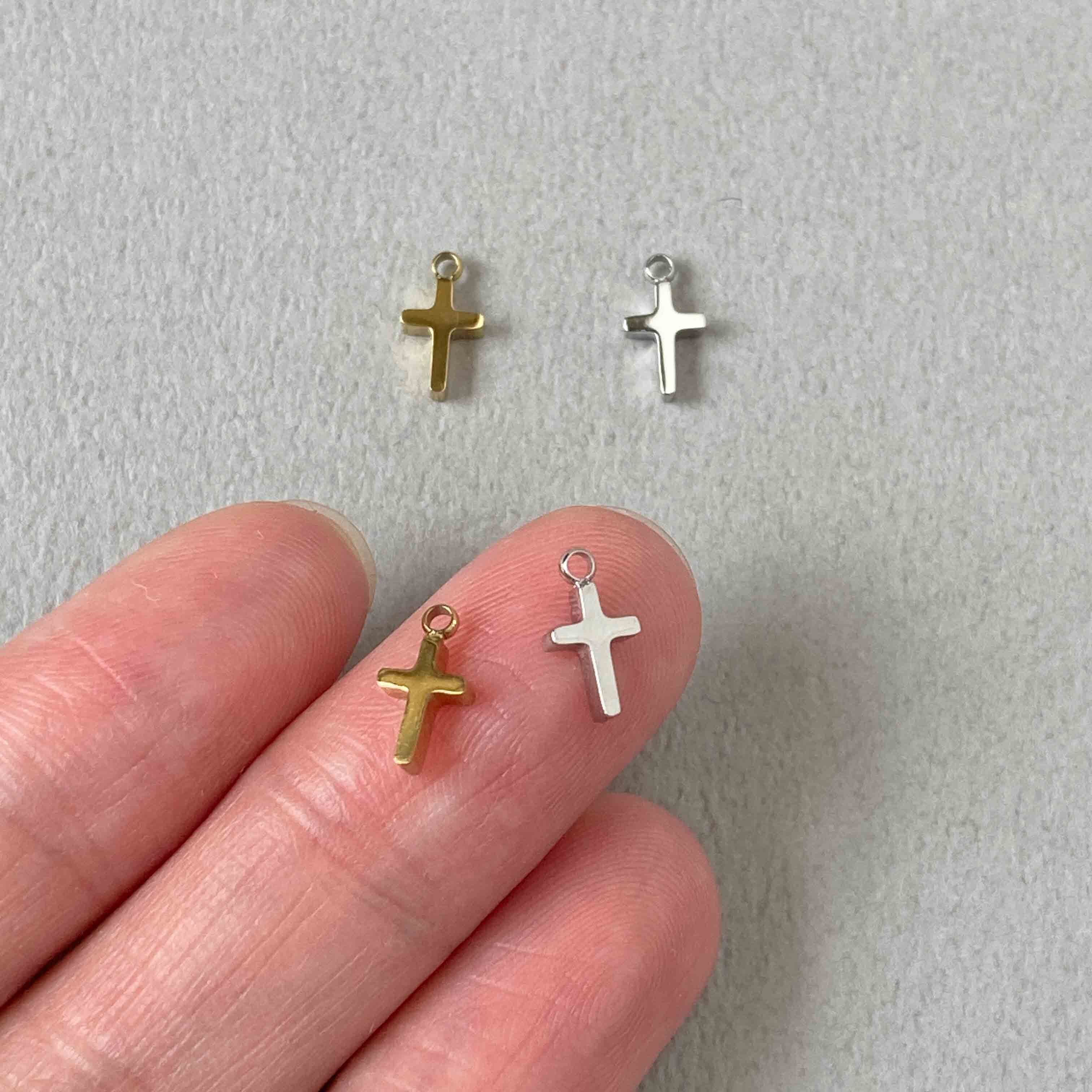 ミニサイズ クロスのステンレスチャーム（9mm） | Dua-アクセサリー