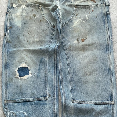 襤褸メキシコ製 デニム ダブルニー Carhartt B73 DST 33×32 詳細写真5