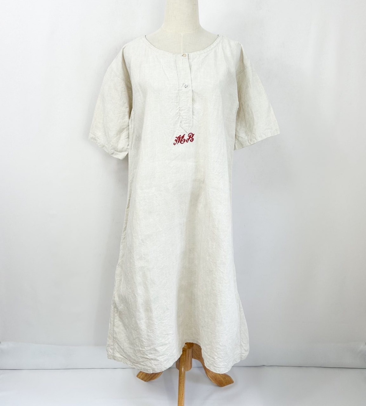 1920s ネーム刺繍 リネン アンティーク ナイトドレス | mieux used  