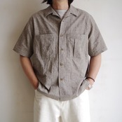 comm.arch.  Nepped Check Open Collar Shirt