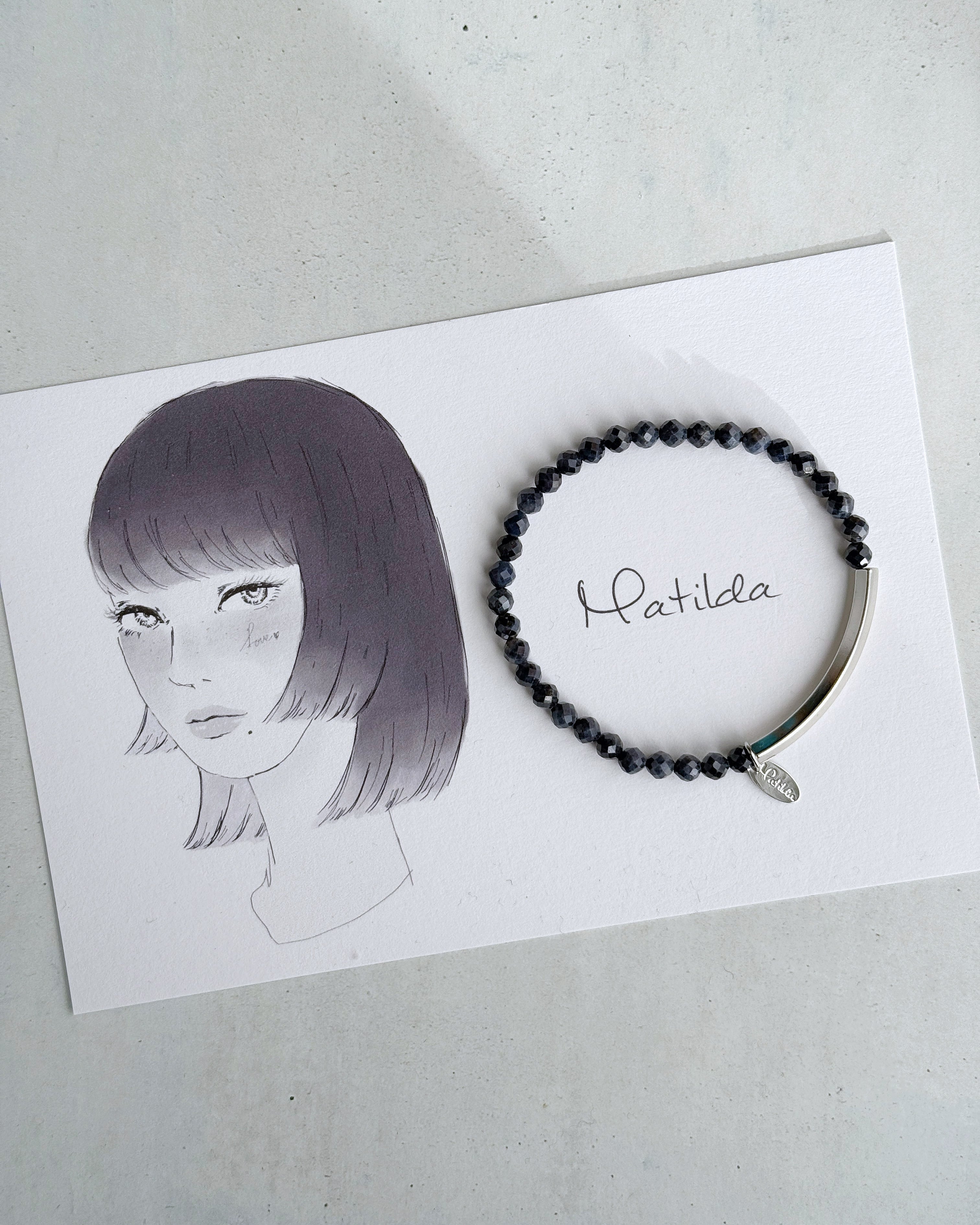 【再販】Tube & stone bracelet(サファイア)