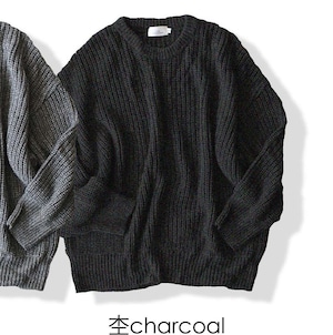 Super Big Crew Neck Knit　Moku Charcoal