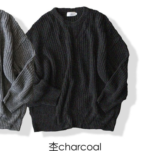 Super Big Crew Neck Knit　Moku Charcoal