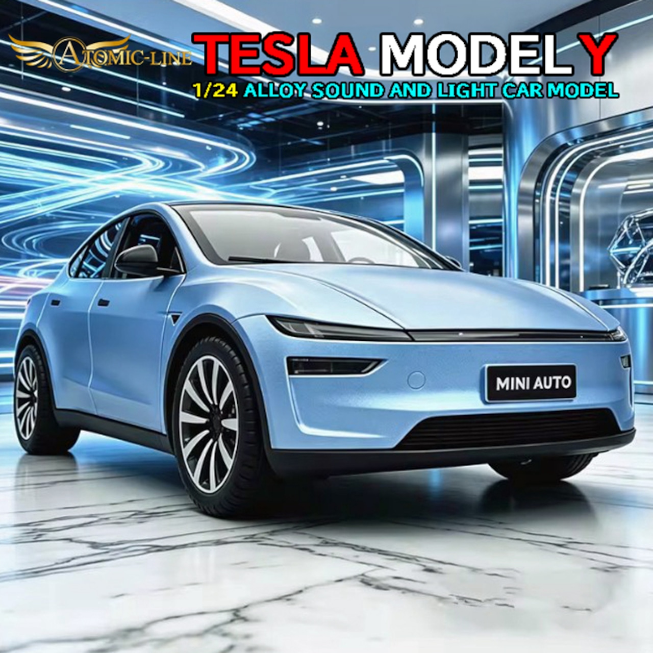 テスラ MODEL Y 1/24 ミニカー 全4色 ライト点灯 エンジンサウンド 合金モデル 模型 ジオラマ