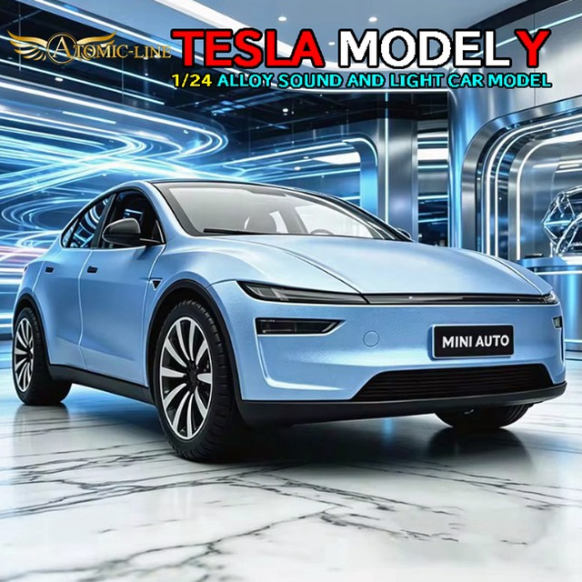テスラ MODEL Y 1/32 ミニカー 全4色 ライト点灯 エンジンサウンド 合金モデル 模型 ジオラマ
