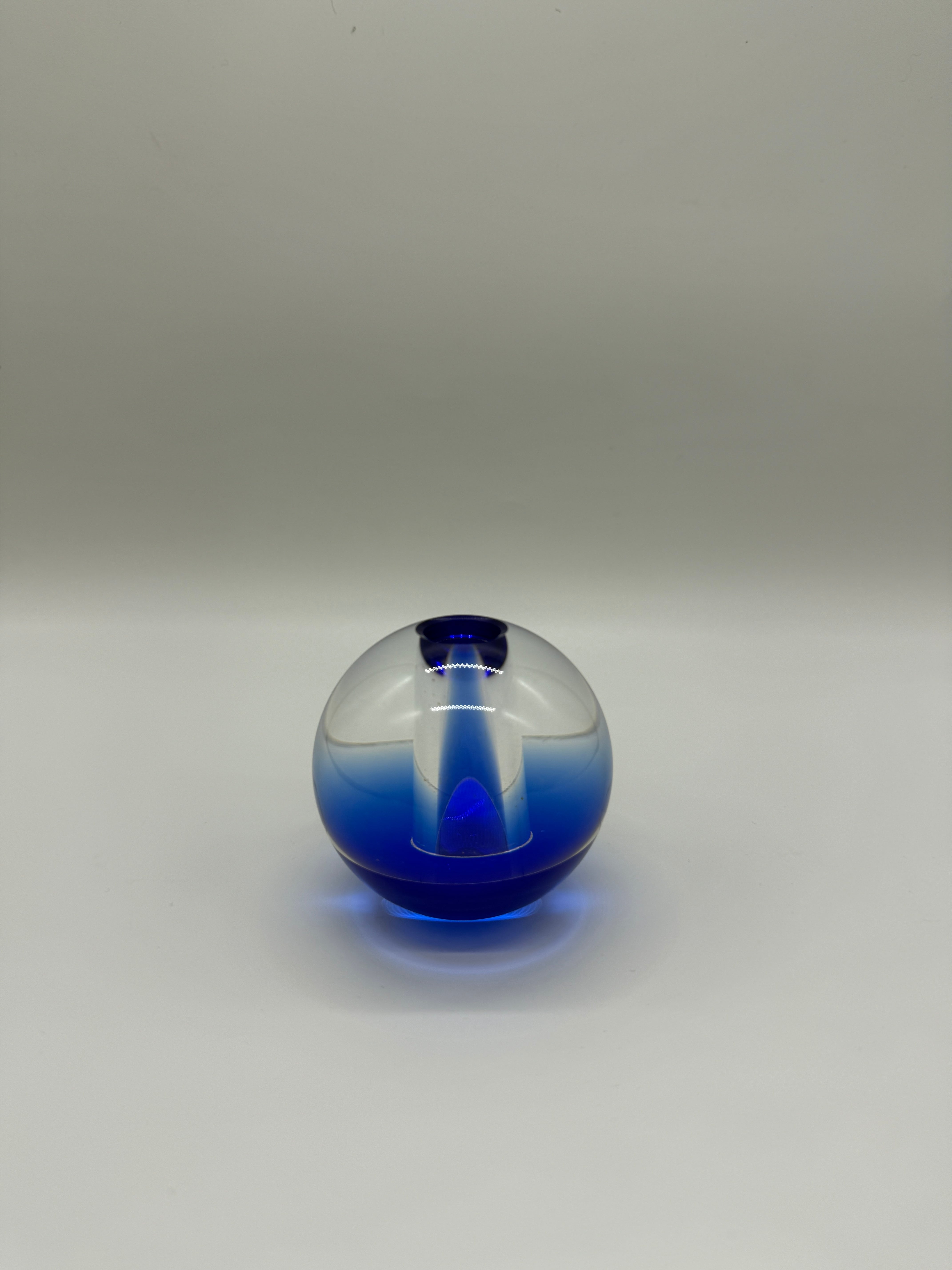 丸型ガラスペン立て【ブルー】