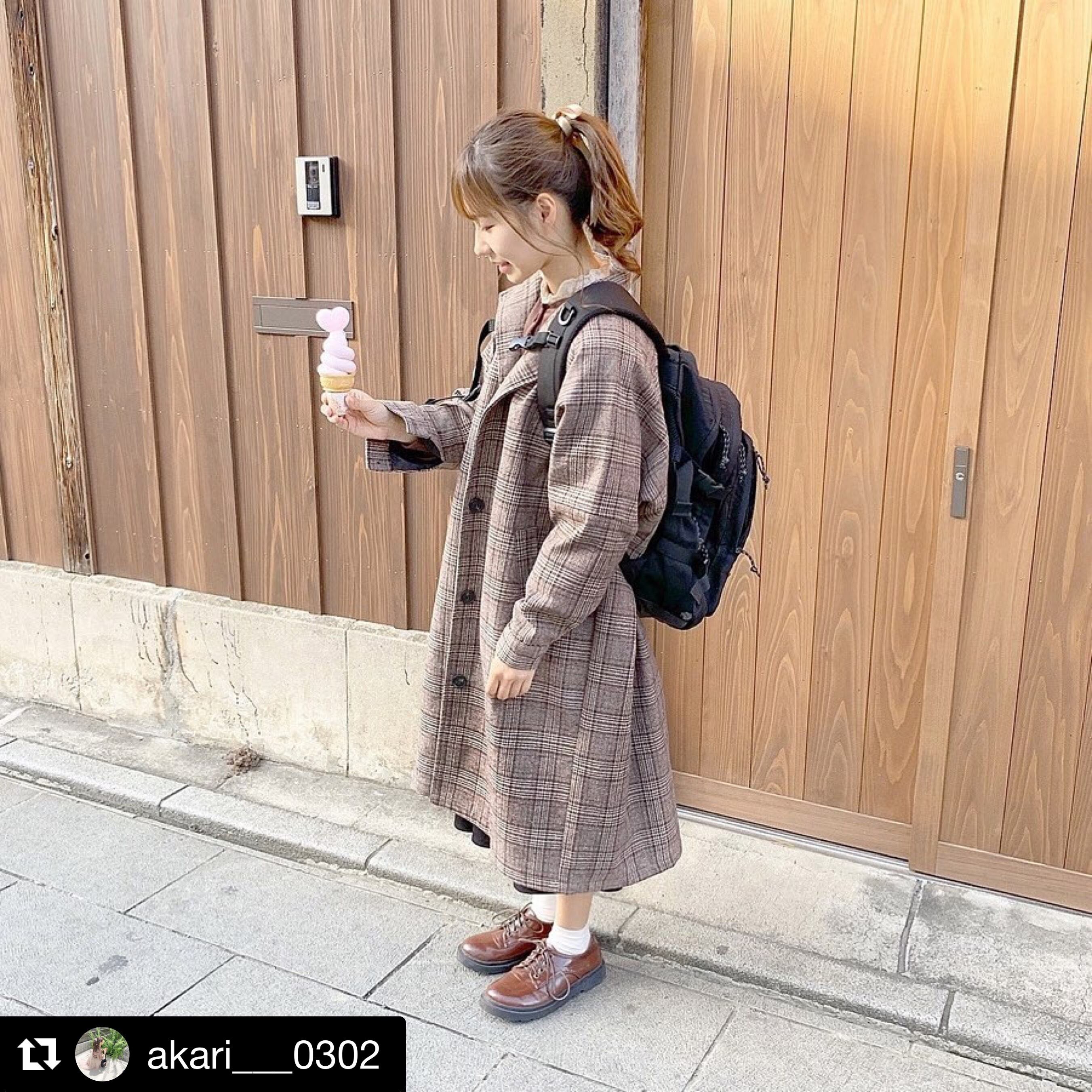 送料無料 ゆるカジアウター グレンチェック ロング ウール コート ジャケット 秋 冬 アウター Lamitte Deco トレンド 韓国 ファッション ショップ Base店
