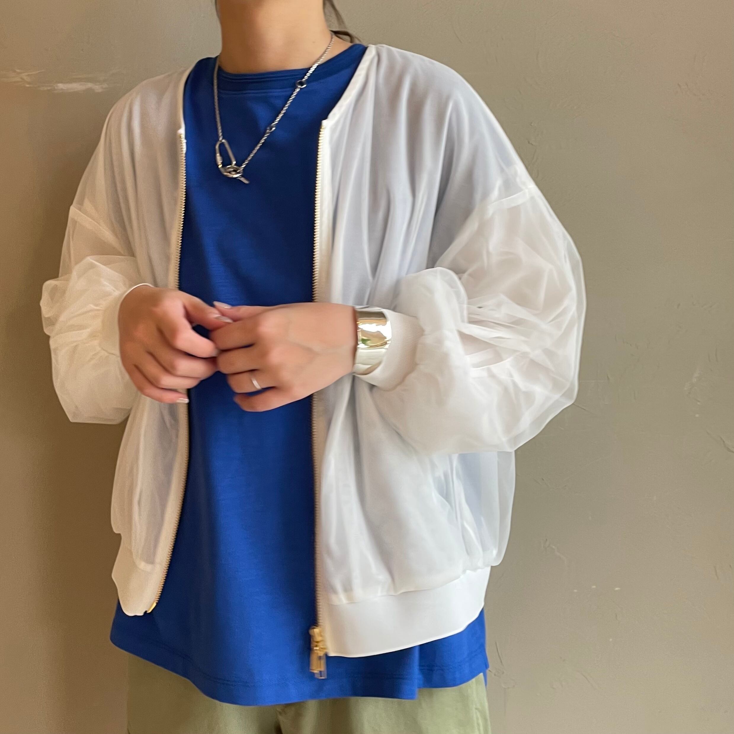 【Praia】チュールドッキングサマーブルゾン