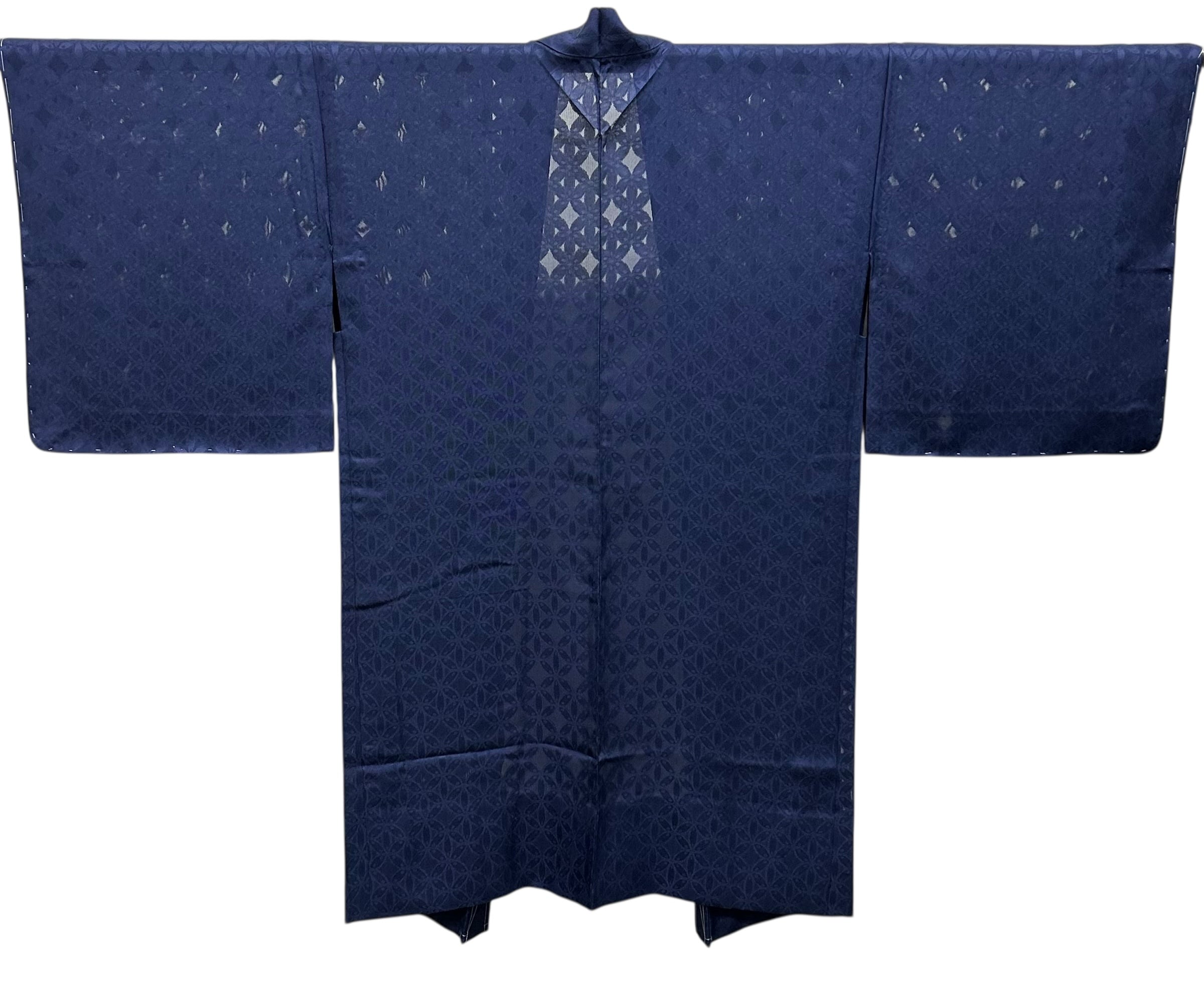 夏物 羽織 塵除け 濃い濃藍色 花柄 紋紗 裄丈 70㎝ 新品 K6660 | 着物