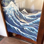 和柄のれん　白波　幅85×丈150cm　中国製　市松柄レース【AM11時までのご入金で当日出荷】5073