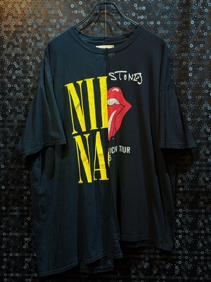 【ÆIEM】"再倖築"vintage NIRVANA&ROLLING STONES two different docking T-shirt