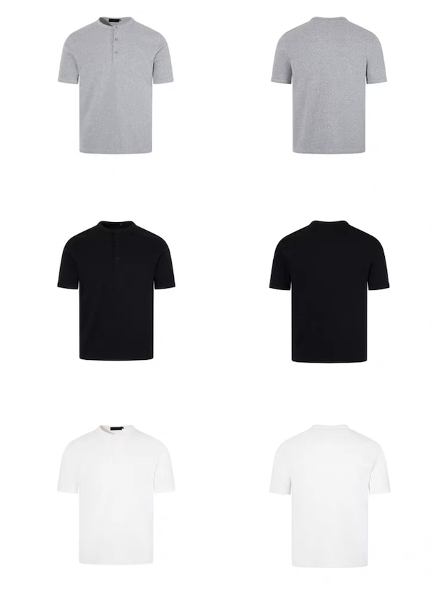 リブヘンリーネックTシャツ