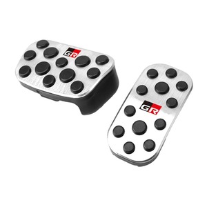 【在庫のみ】アクアMX系 ハイラックス ノア ヴォクシー90系 アルファード ヴェルファイア 20系 30系 C-HR カローラ 210系 カローラクロス 10 系 プリウス 50系 ヤリス ヤリスクロス アルミペダル カバー ブレーキペダル 工具不要 専用GRロゴ 取付簡単 2点セット (シルバー)