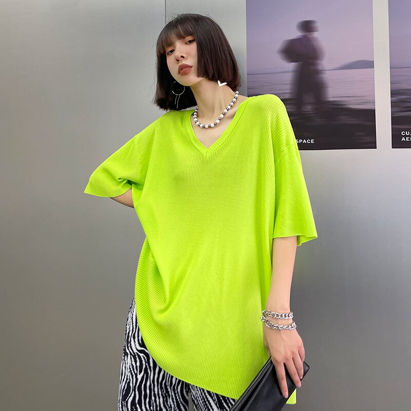 VネックTシャツ シャツ レディースサマー薄手ルーズスタイルトップス 夏物 ヨーロピアン ラブタオタオダレンハウス80672380581