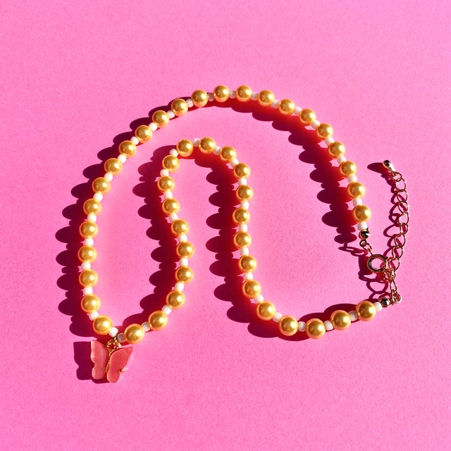 Butterfly Pearl ネックレス / Pink