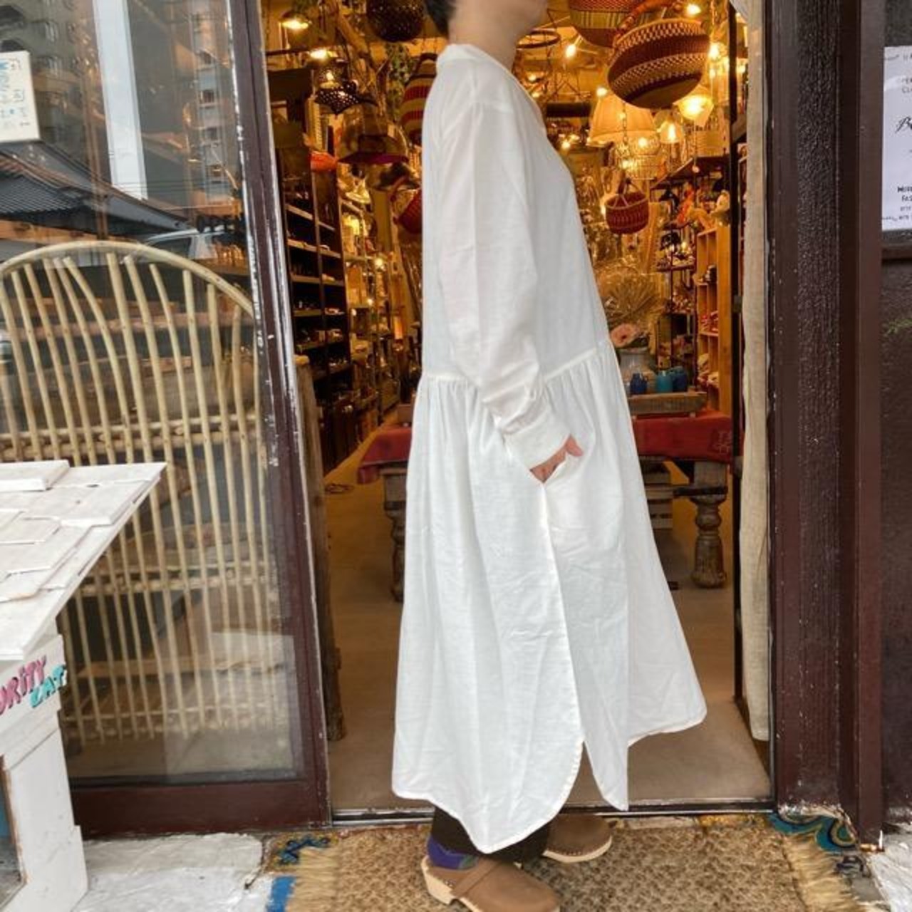ICHI（イチ）カディコットンワンピース　ホワイト