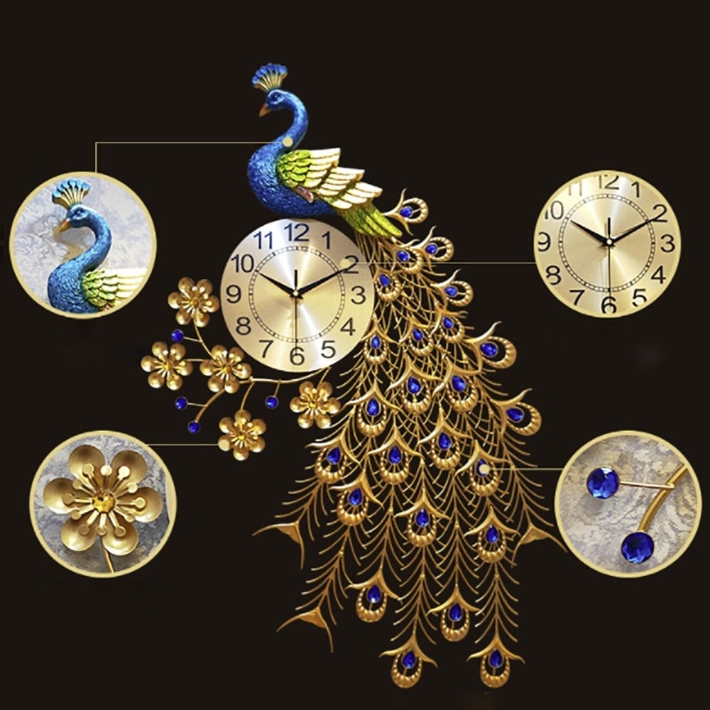 壁掛け時計[オピニオン]孔雀時計の掛け時計リビングファッションの