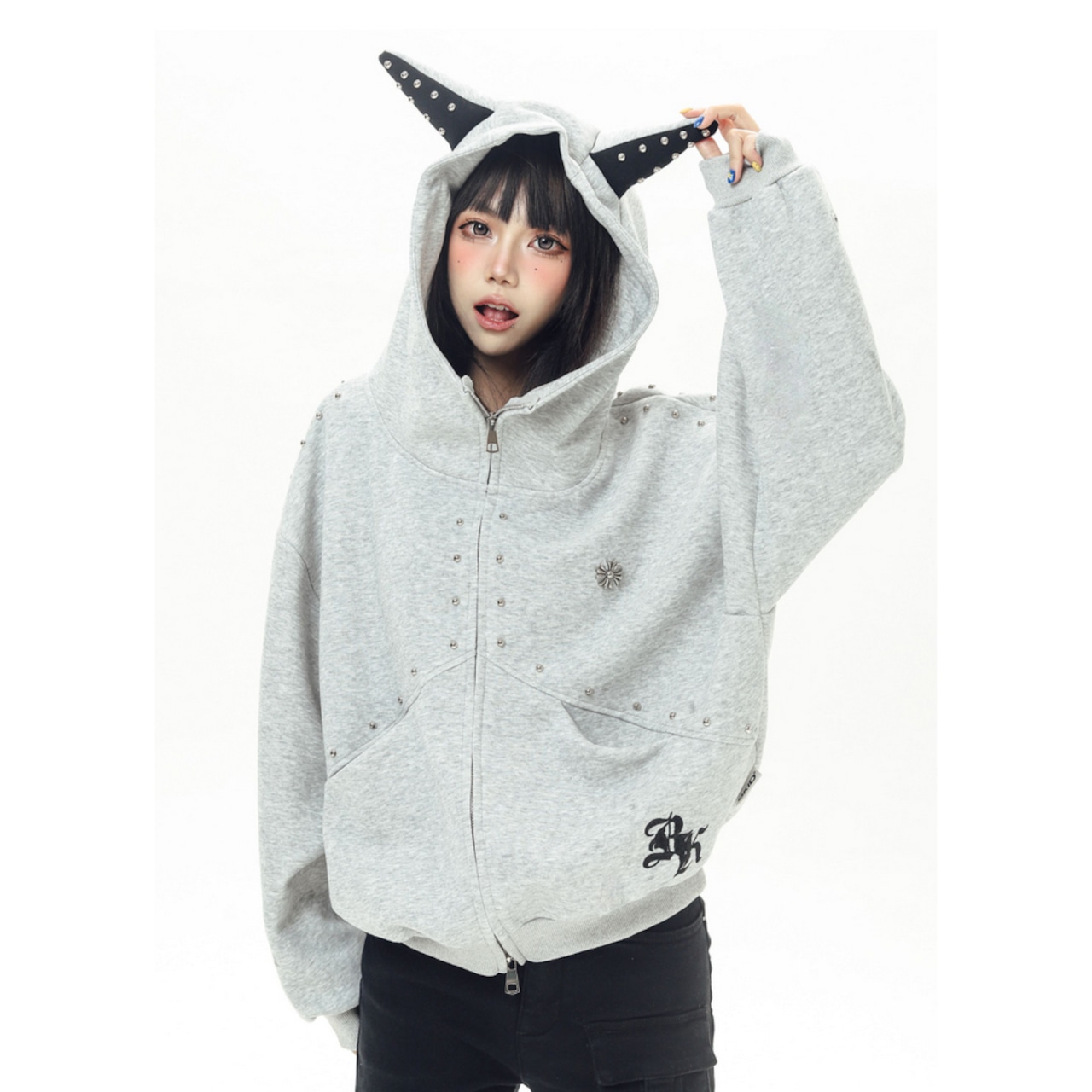 ストリート 悪魔の角 ジップパーカー T1972