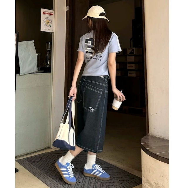 サイドラインナンバリングプリントTシャツ 2col R02295