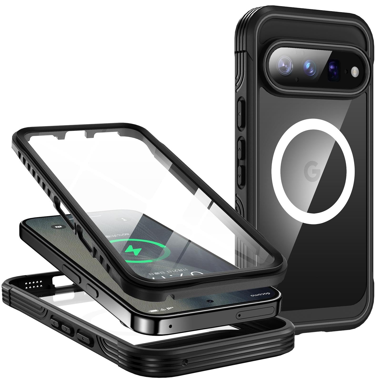 【両面保護・米軍MIL規格・Magsafe対応】CSZENMEN Google Pixel 11 Pro XL 用 ケース マグネット搭載「ブラック」