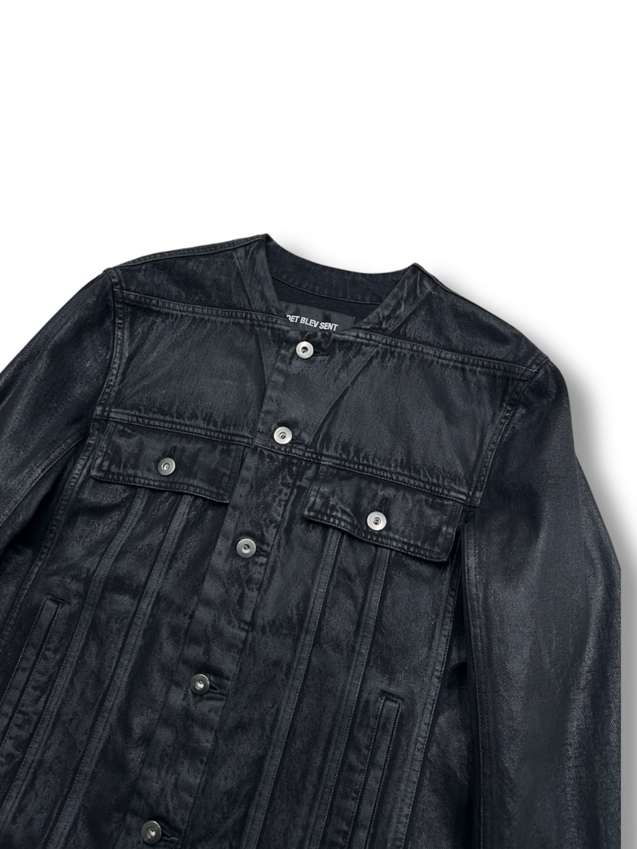 DET BLEV SENT / waxed denim jacket