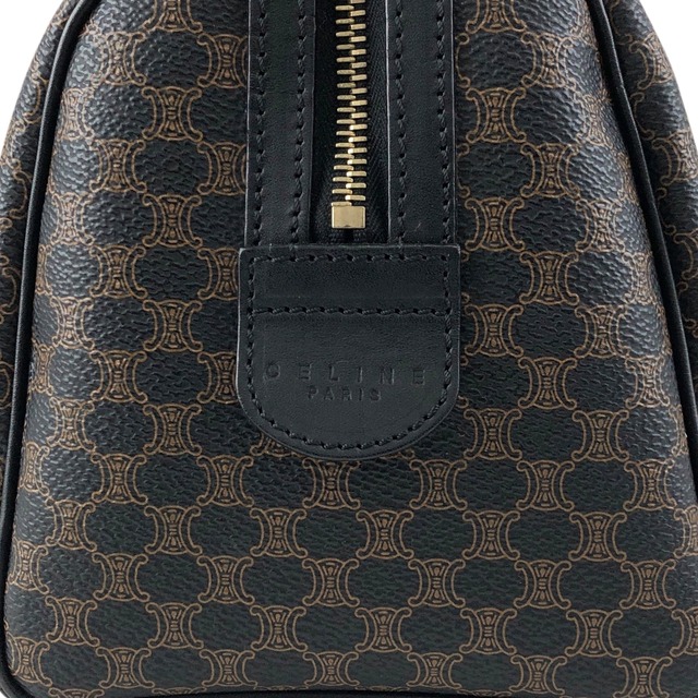 CELINE セリーヌ マカダム ハンドバッグ ブラック ブラゾン型押し PVC レザー 2way ミニボストン vintage ヴィンテージ オールド 2urwut