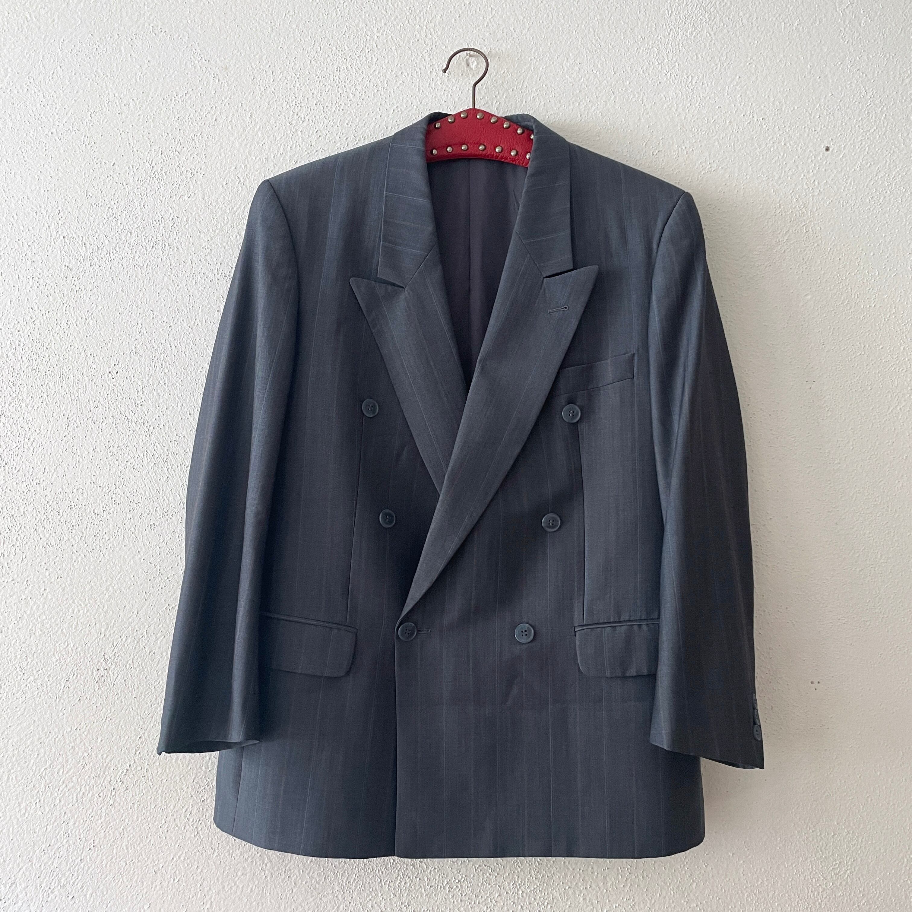 80s Germany simple striped 2piece suit vintage スーツ セットアップ